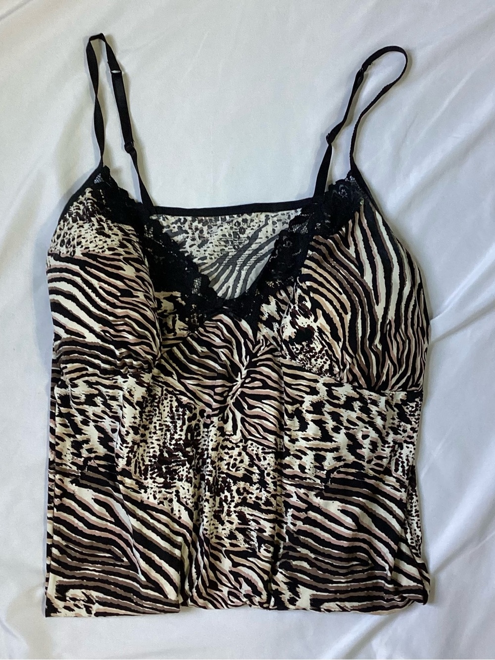 George Ladies Animal Print Spaghetti Strap Short Poly Blend Nightgown Size 2X